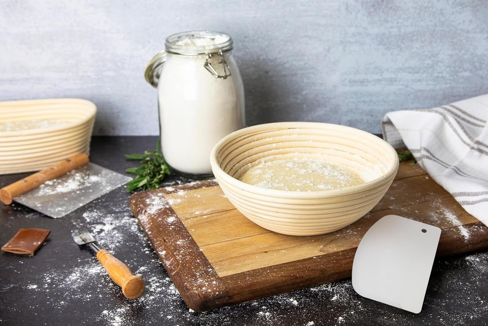 Authentic Sourdough Baking Set: 2 Rattan Proofing Baskets & Professional Tools