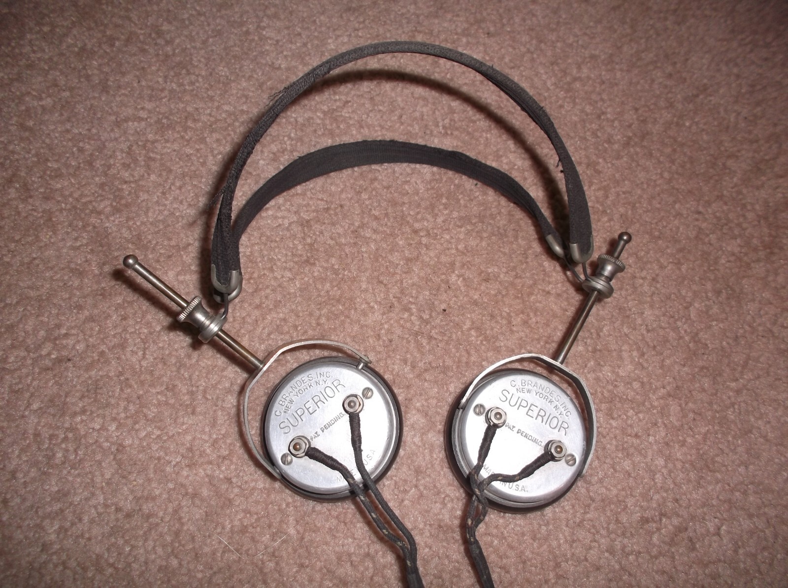 Vintage Brandes Superior Headset Headphone Receiver Great Shape FREE SHIPPING