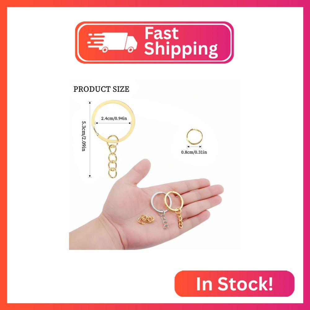 50Pcs Keychain Key Ring with Chain Bulk Split Key Chain,1.1 Inch Key Chains Part