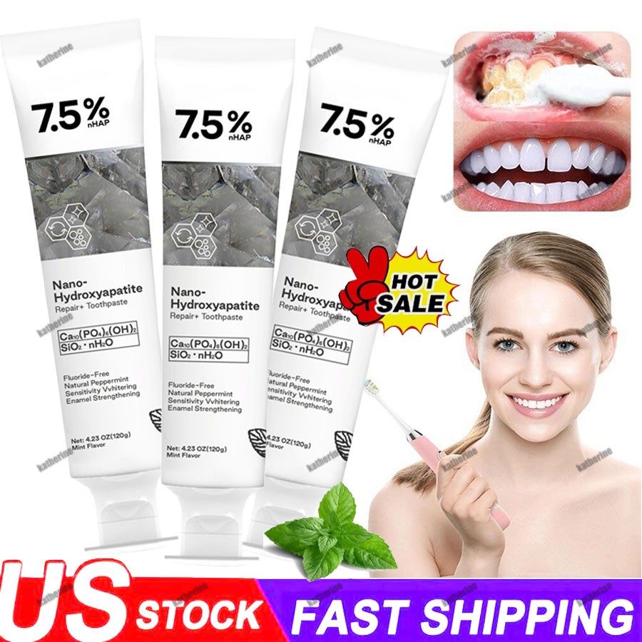 7.5% Hydroxyapatite Toothpaste Remove Yellow Tooth Stains For Sensitive Teeth~👍