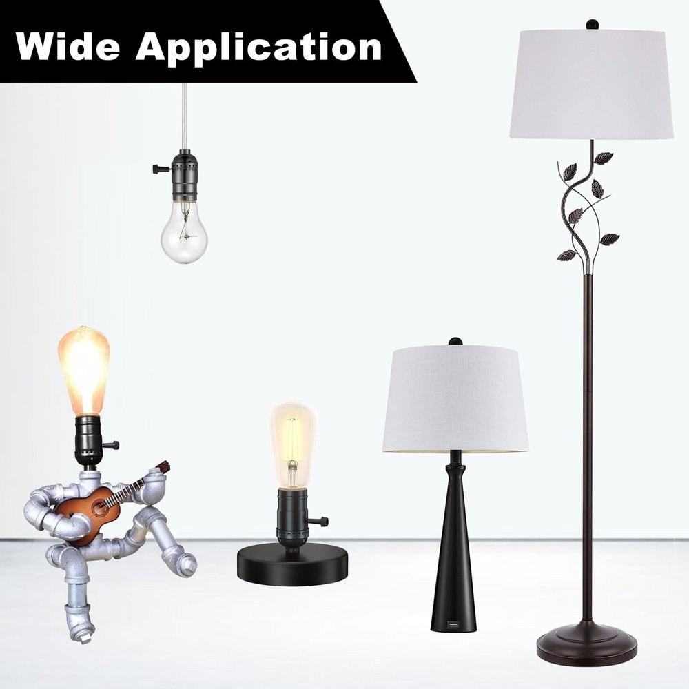 3 Way Dimmable Socket Kit - E26 Base, Turn Knob for Low-Medium-High Light Set...