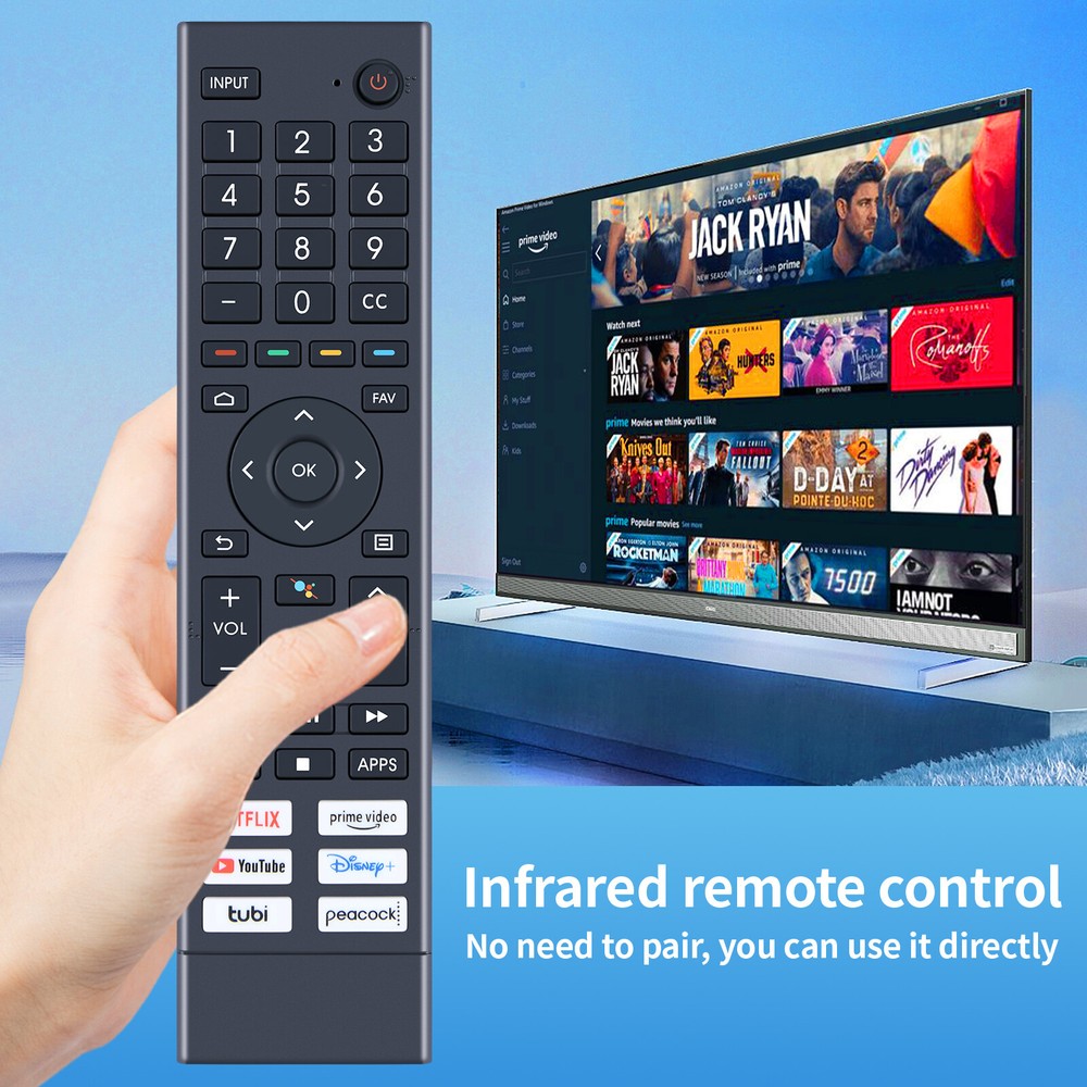 ERF3J80H Remote Control For Hisense 4K UHD Android Smart TV 75A6G 70A6G 55U68G