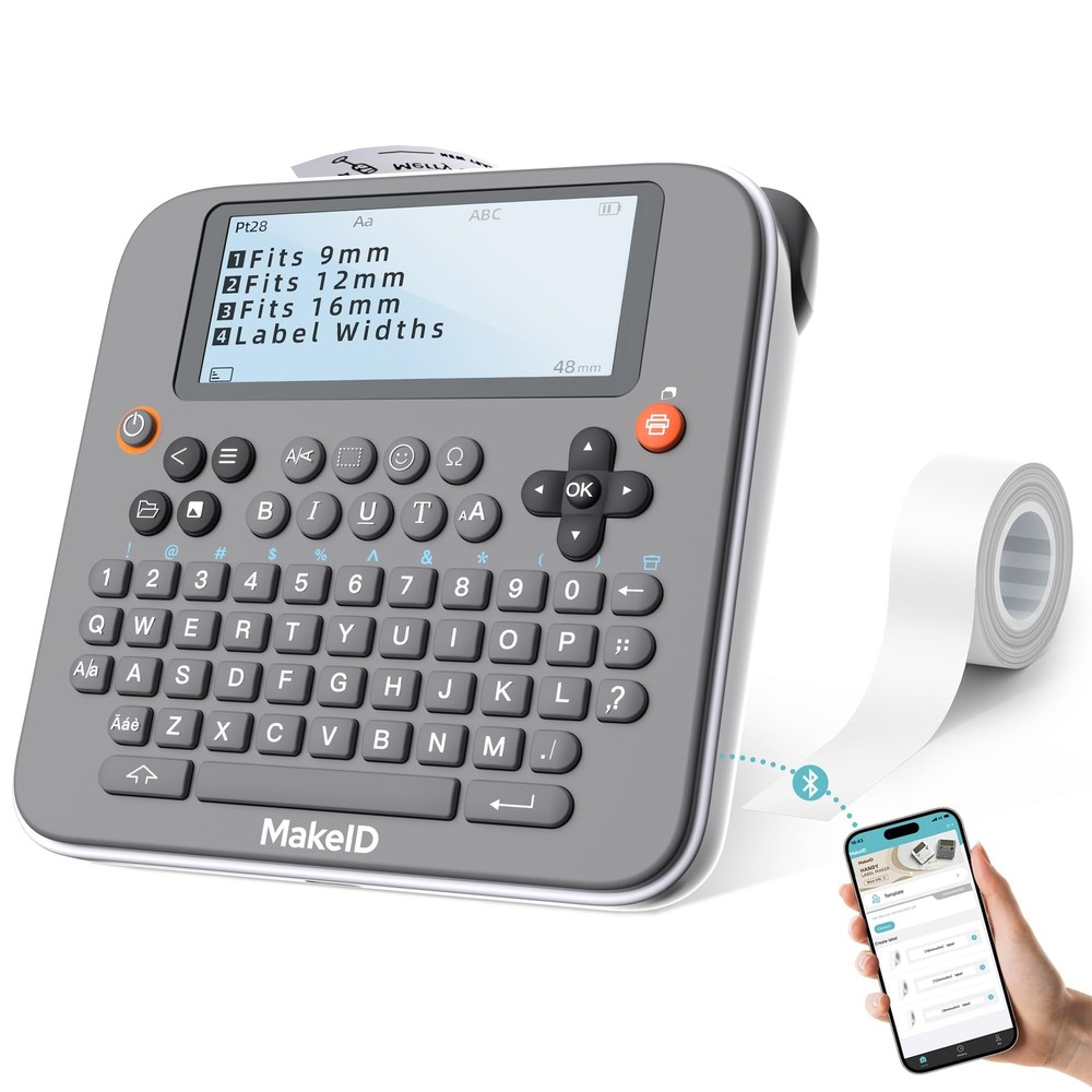 Makeid E1 Label Maker - Bluetooth Rechargeable Label Maker Machine - QWERTY K...
