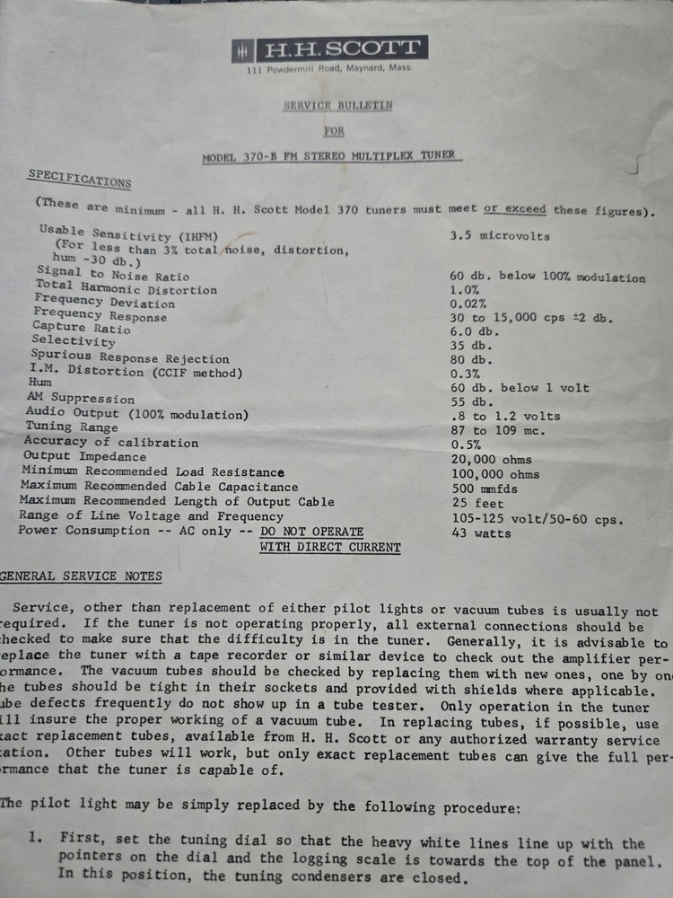Scott 370-B FM Tuner
