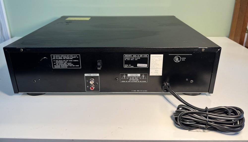 Sony CDP-C425 5-disc CD Player No Remote-Tested & Working