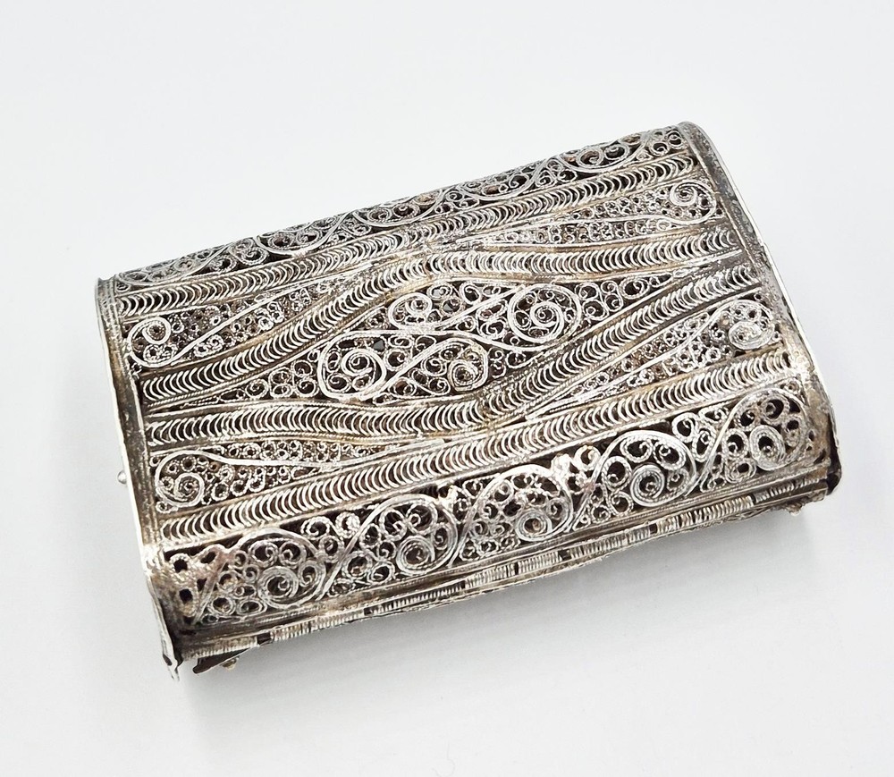 19TH CENTURY CONTINENTAL SOLID SILVER FILIGREE PURSE / BOX