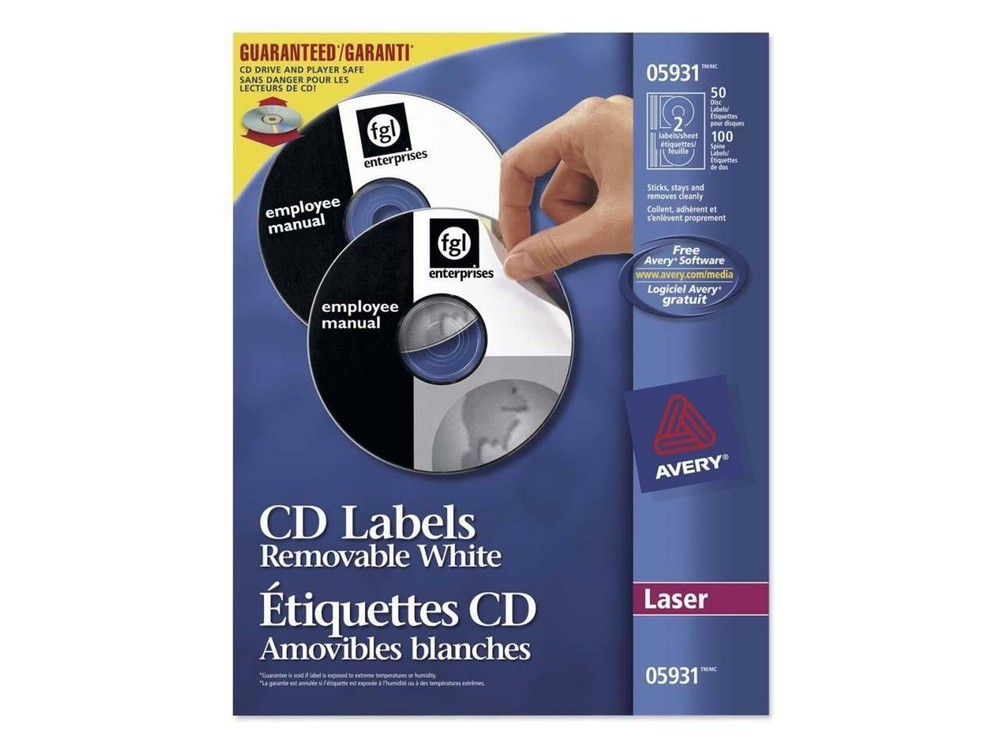 AVERY 5931 Matte White Removable CD Labels for Laser Printers