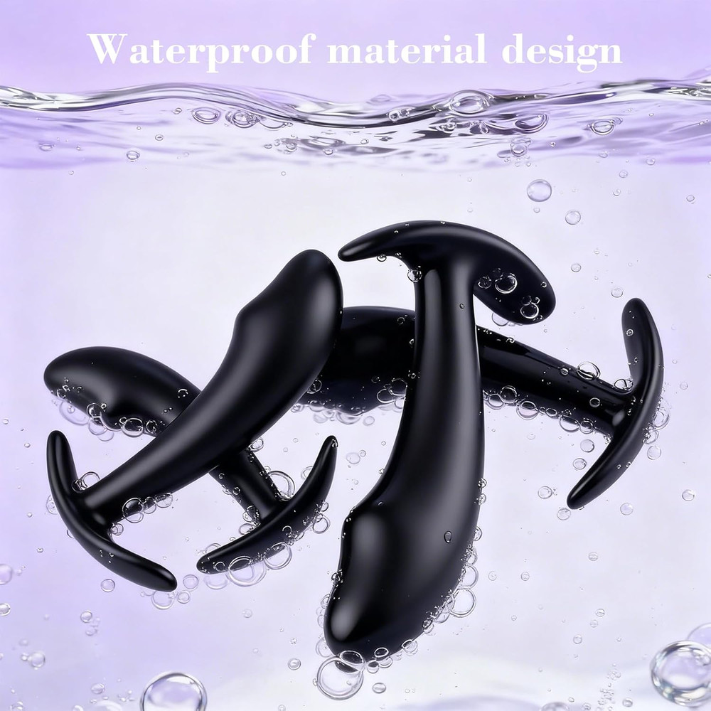 4PCS Butt Plug Set Beginner's Silicone Anal Plug Multiple Stimuli to The Prostat
