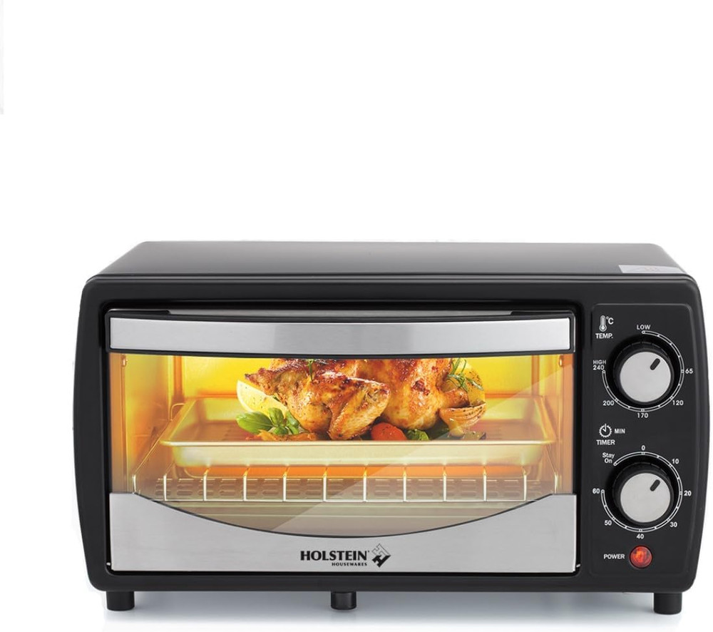 4 Slice Countertop Toaster Oven with 60 Minute Timer Includes Pan and Wire Rack,