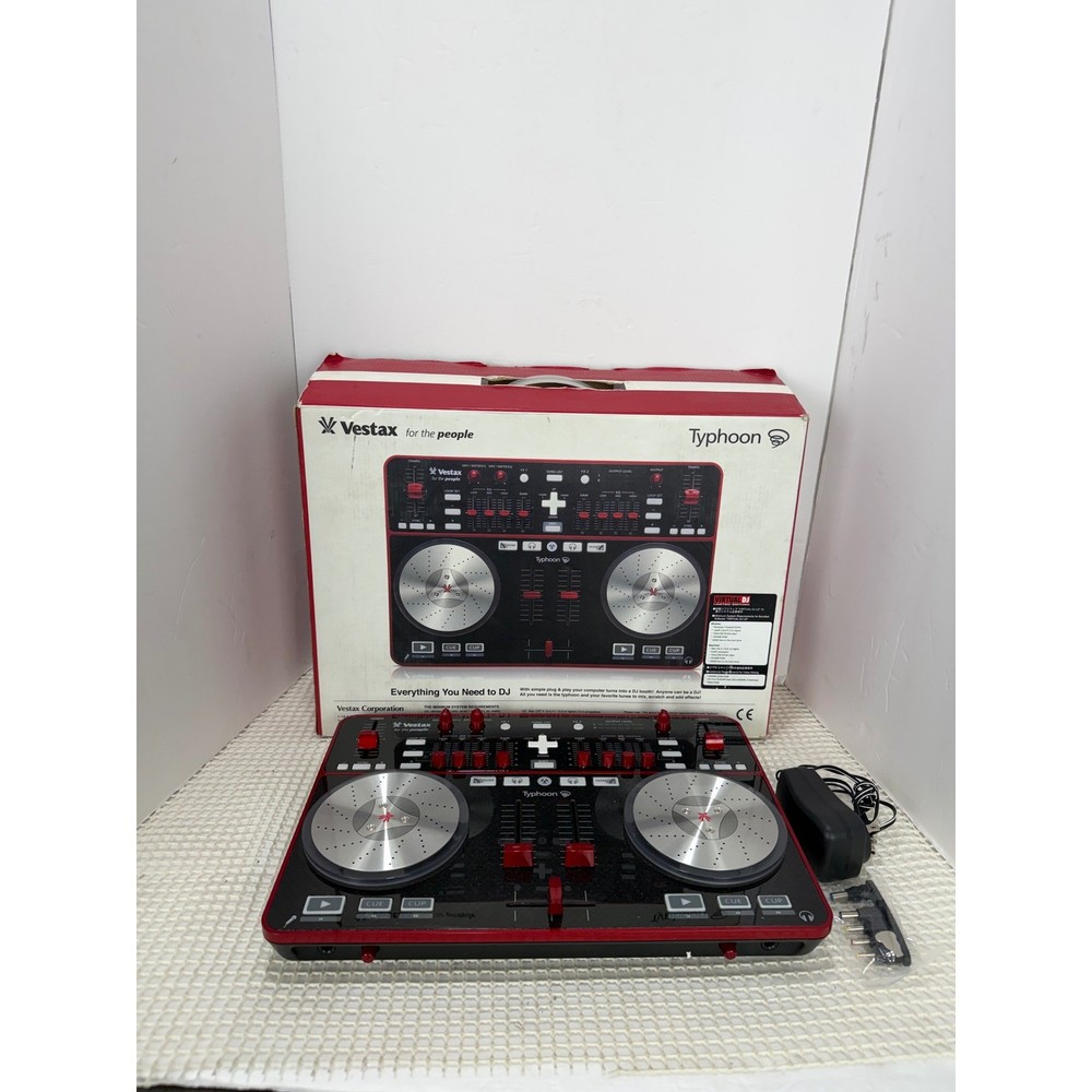 Vestax Typhoon DJ MIDI Controller Virtual DJ Black Red Silver VDJ-0001 Boxed EUC