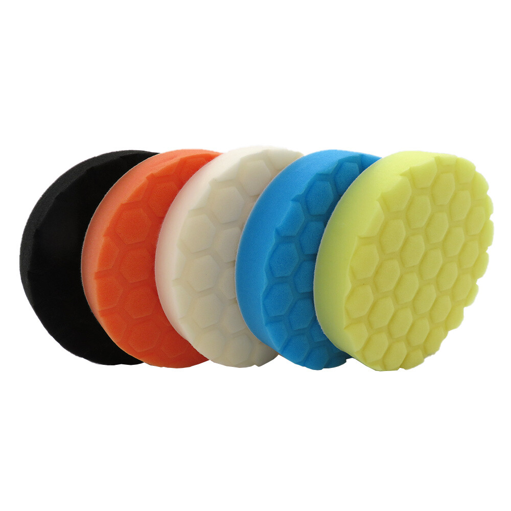 7" Car Polishing Sponge Hexagonal Pattern Indentation Polishing Pad Waxing Set