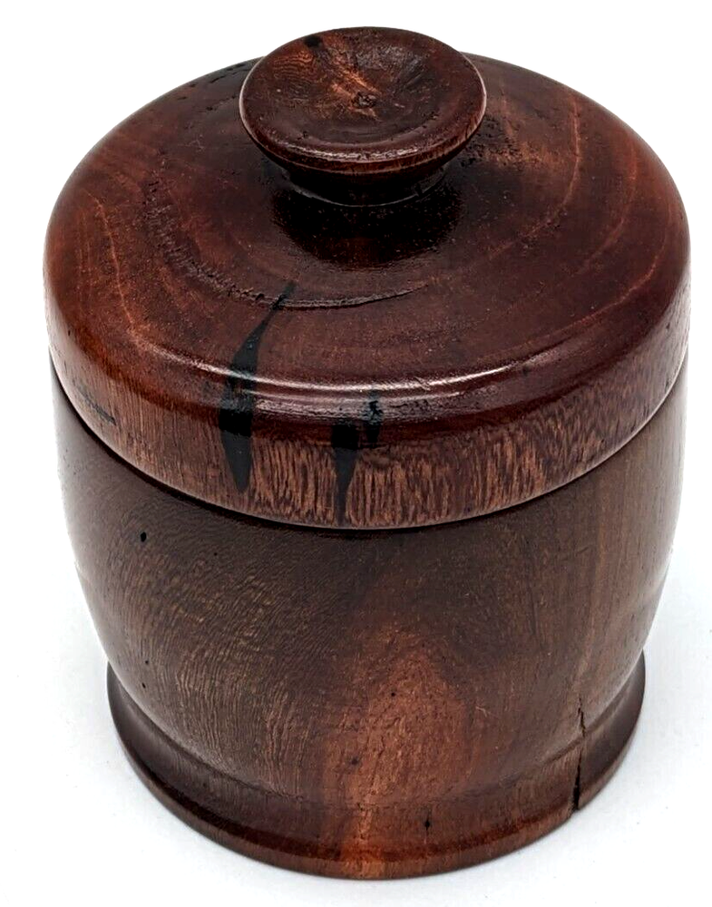 Hand Crafted Stained Wood Jar Canister Signed