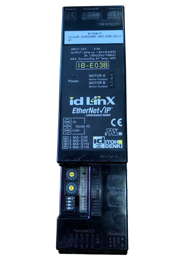 Itoh Denki IB-E03B Ethernet/IP 2-Zone MDR Roller Conveyor Drive Controller 24V