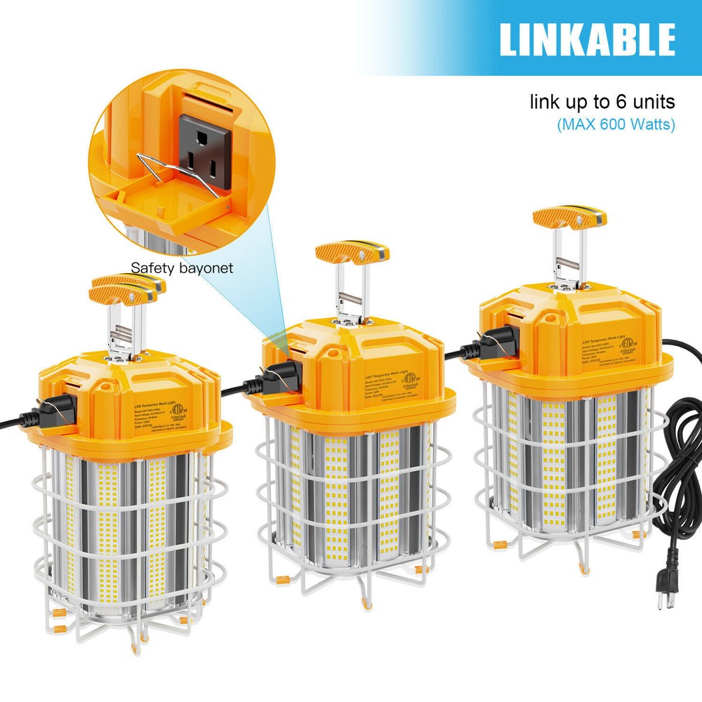 LED Temporary Work Light Fixture 100Watt Linkable Construction High Bay Lighting