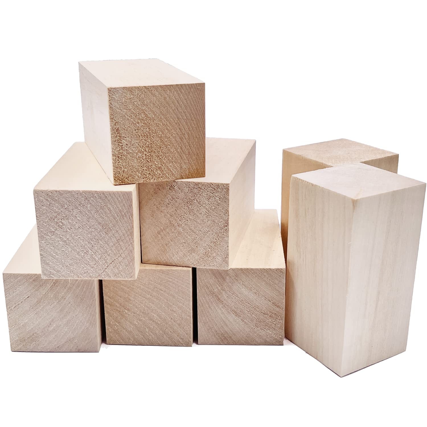 8 Pcs Basswood Blocks for Carving 4x2x2 Inch Soft Wood for Whittling Craft DIY