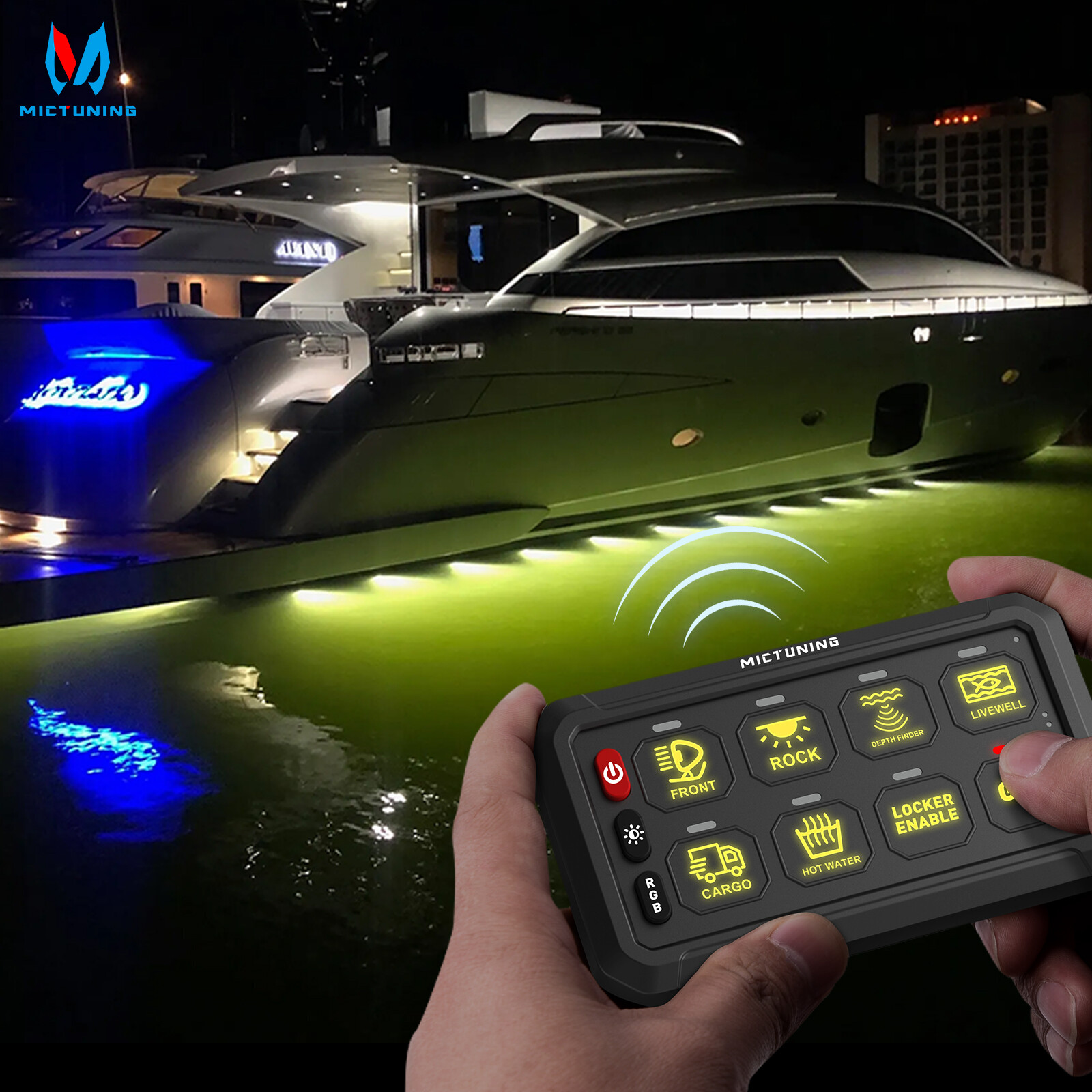 MICTUNING P1s 8Gang Switch Panel,Wireless Cordless,Auxiliary Circuit Control Box