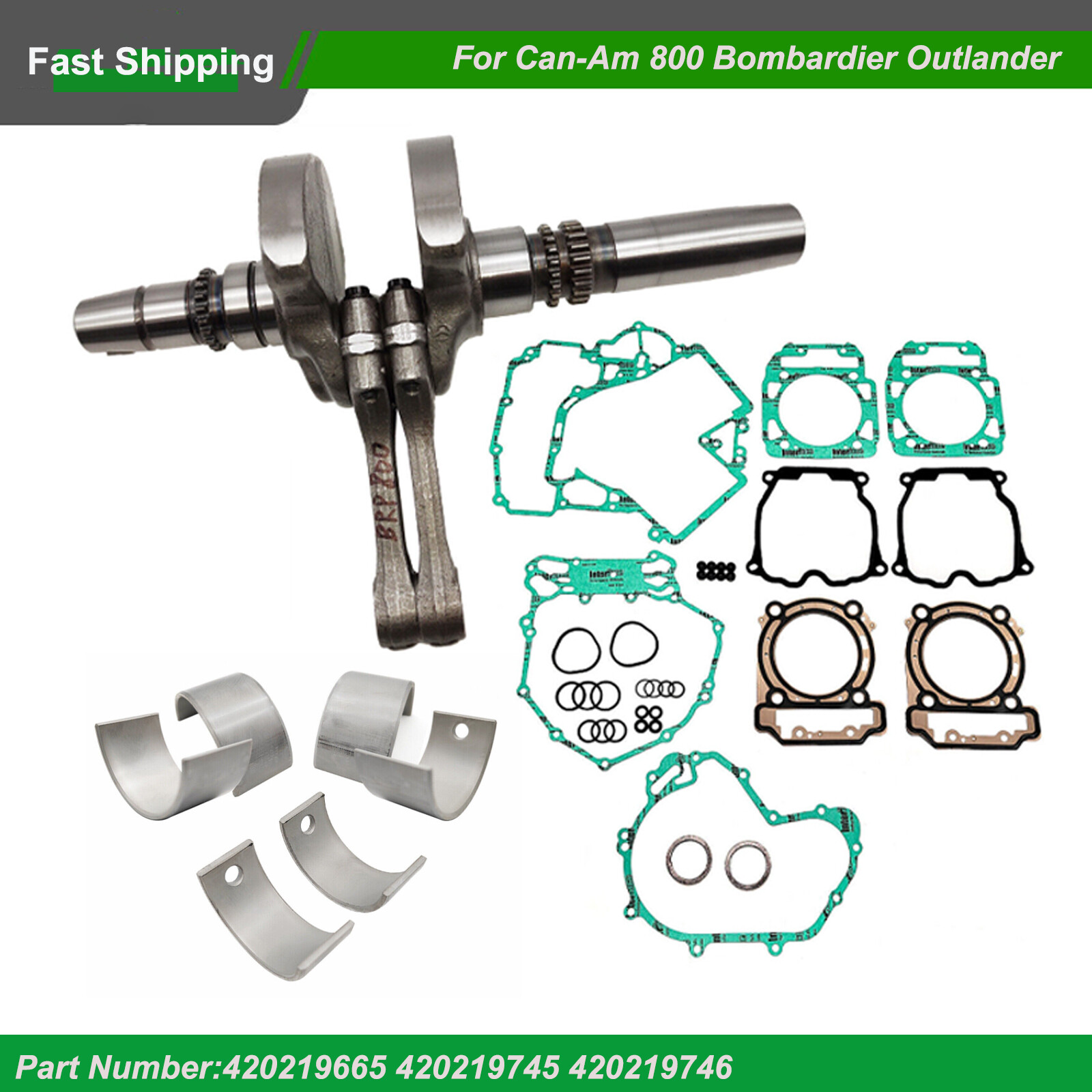New Crankshaft Full Gaket Plain Bearing kit For Can-Am 800 Bombardier Outlander