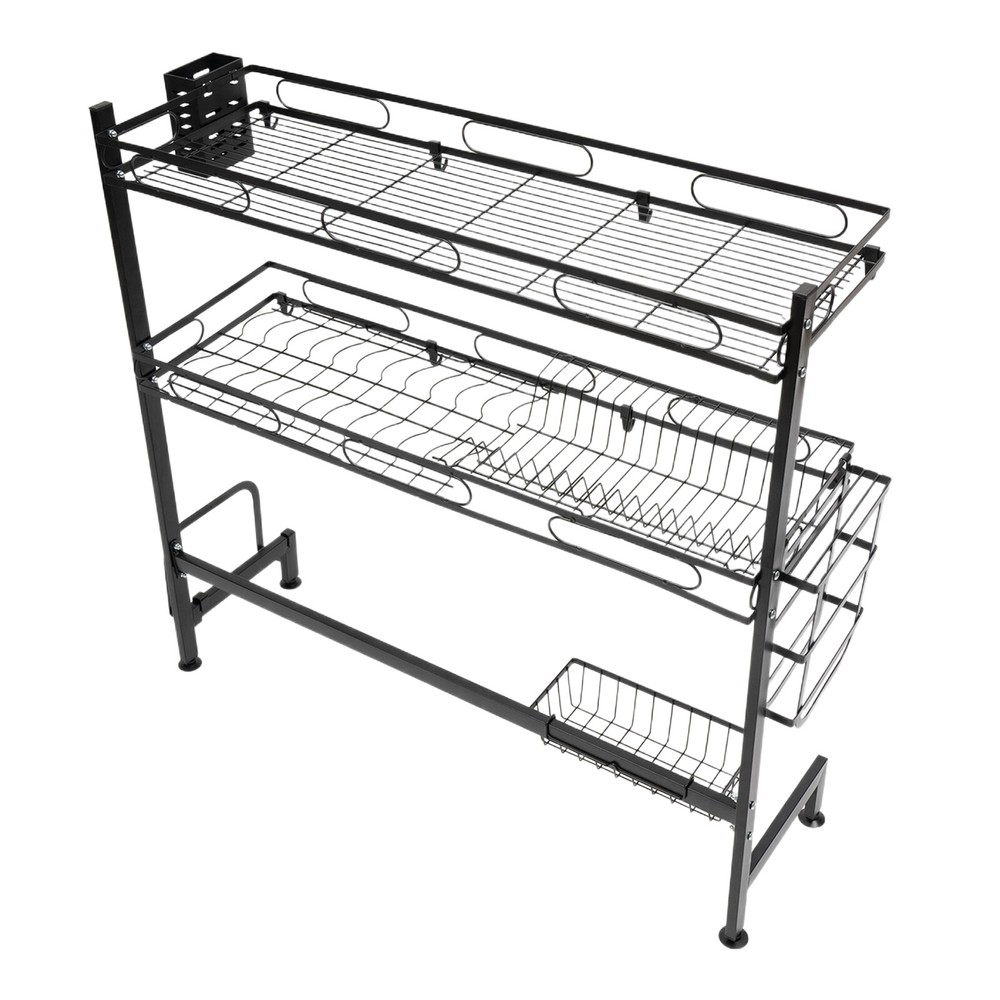 32.2in Double Layer Sink Storage Rack Complete Set Drying Rack For Kitchen !