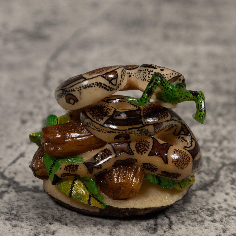 Snake Eating Frog Tagua Carving