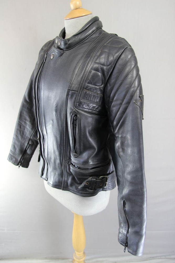 AKITO MERCURY PLUS CLASSIC BLACK LEATHER BIKER JACKET WITH BACK PROTECTOR 36-38"