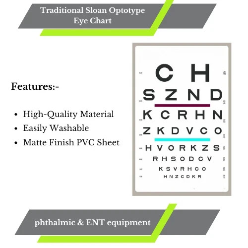 Sloan Optotype Eye Chart for Vision Testing | Ophthalmology Clinic Use