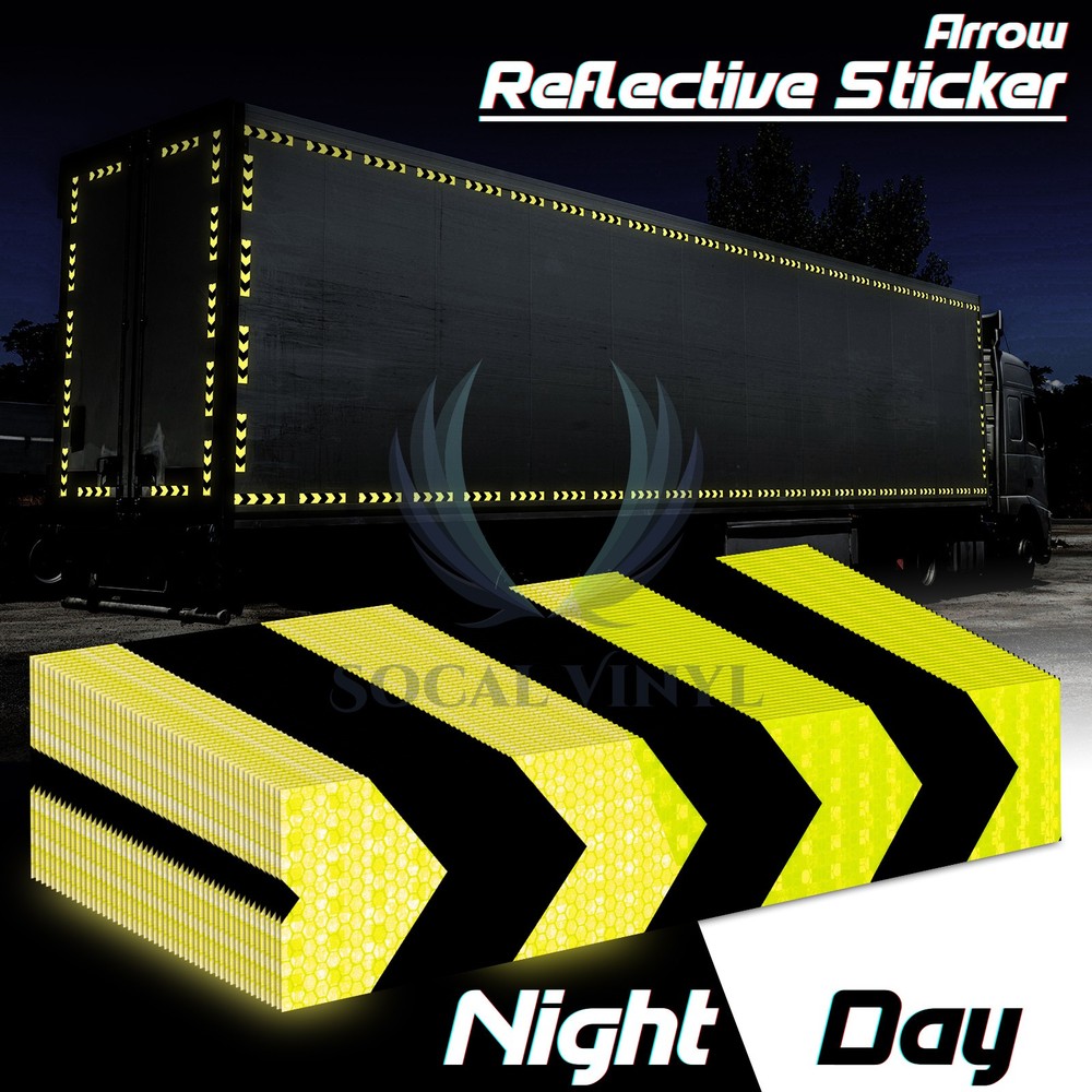 Black Neon Yellow DOT-C2 Conspicuity Arrow Reflective Tape Strip Safety Warning