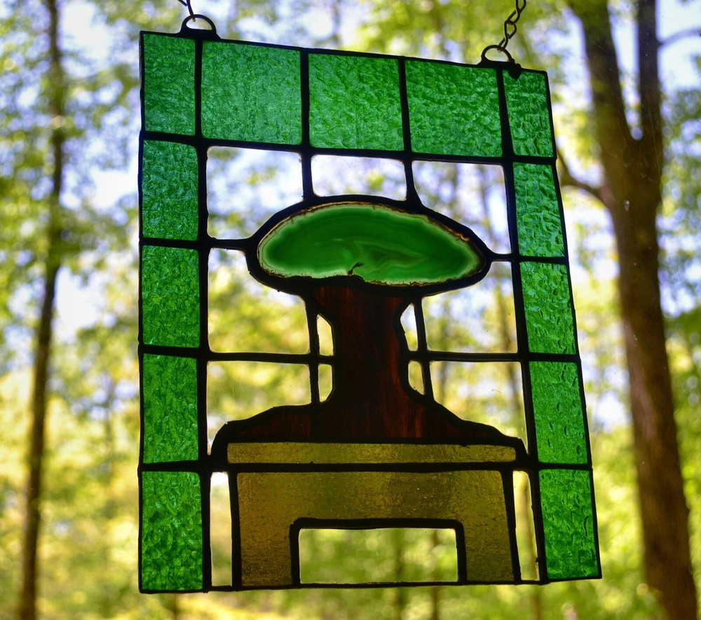 Agate Tree Stained Glass Panel Sun Catcher (#0024)