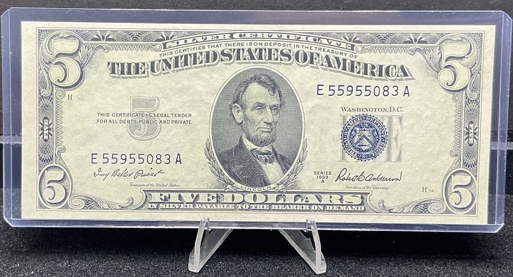 1953 A $5 Silver Certificate Uncirculated E/A Block Z210