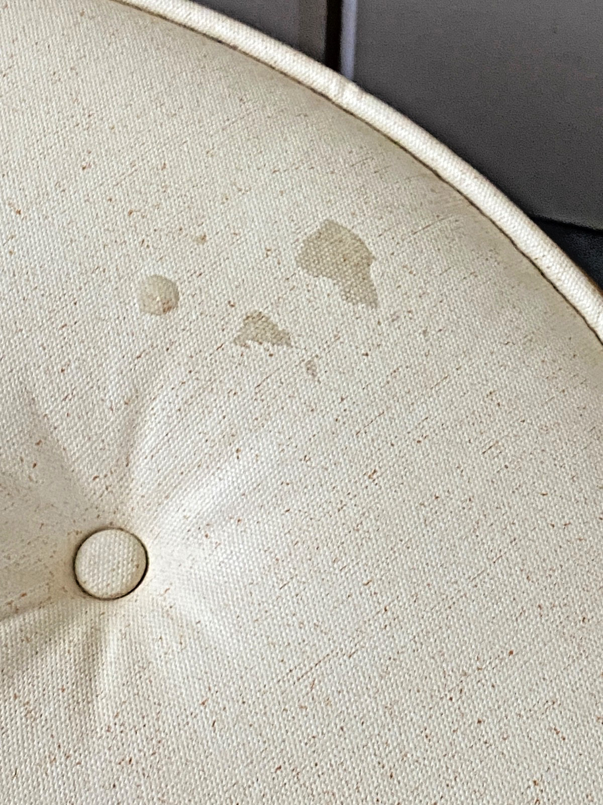 MCM Stacked 9 Band Bent Rattan Bamboo Ottoman Footstool Cushion Vtg Mid-Century