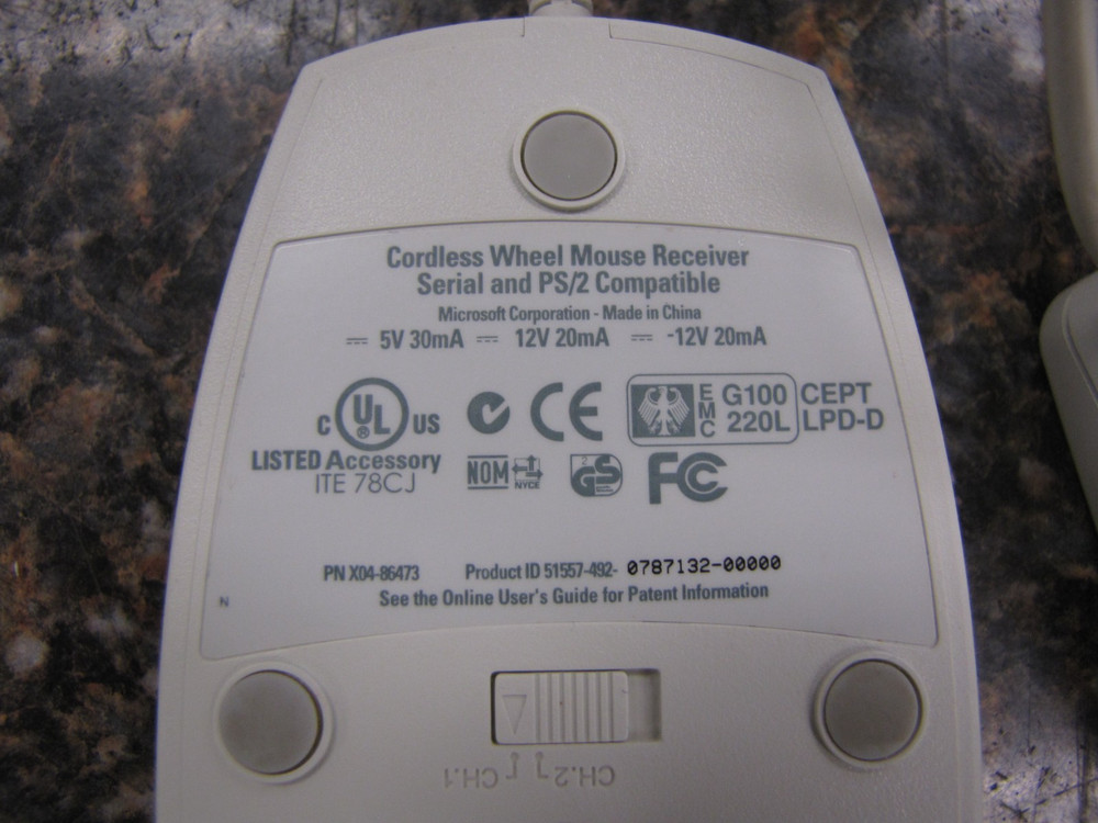 Microsoft Cordless Wheel Mouse Wireless Serial & PS/2 Compatible & Receiver