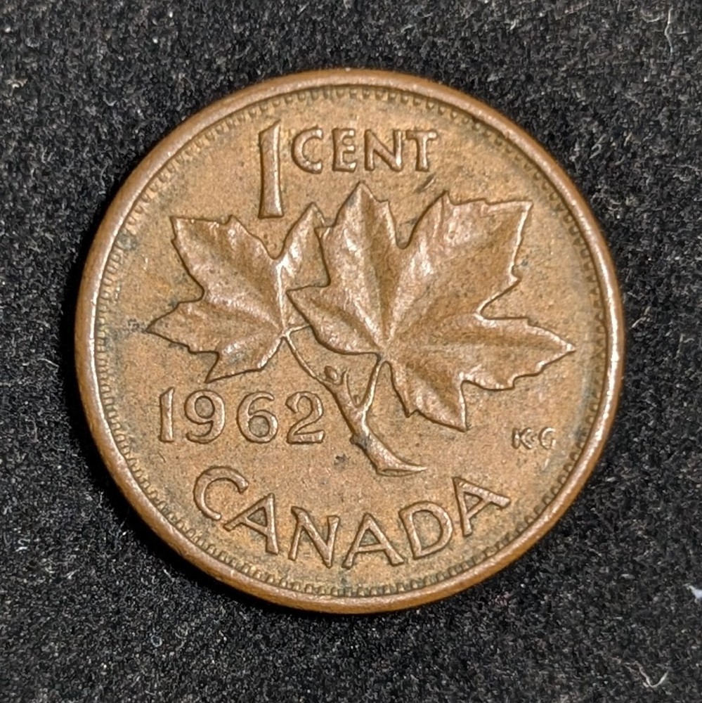 1962 Canada 1 Cent Circulated KM# 49 Brown