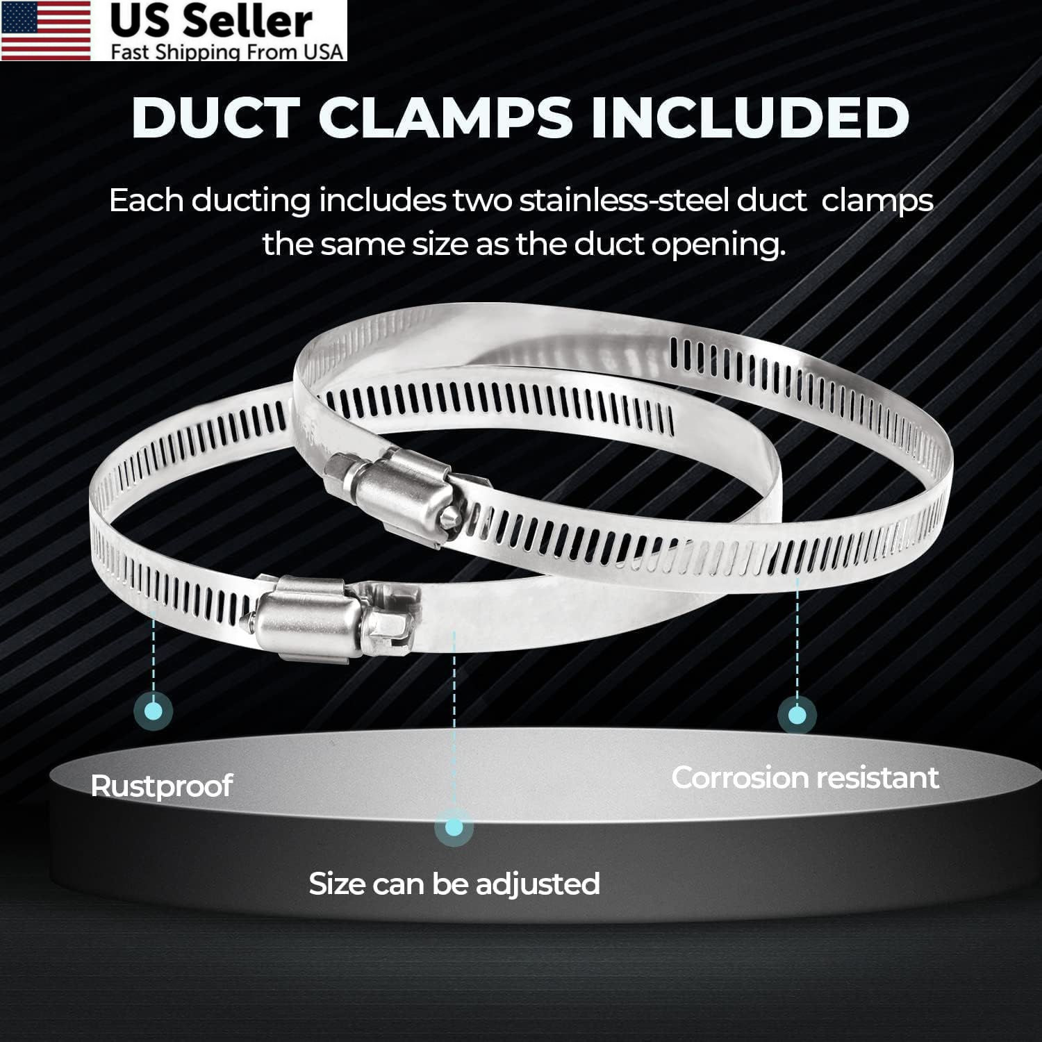 Simple Deluxe 4" 8FT Aluminum Flex Duct Non-Insulated Dryer Vent Silver