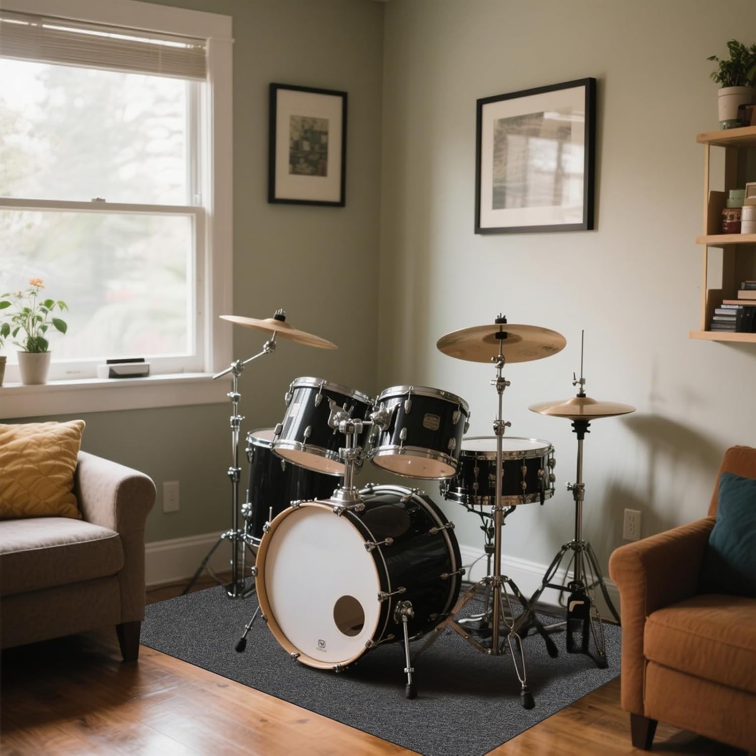 Drum Mat Non-Slip Grip Bottom 47.24 70.86 in Drum Rug Soundproof Floor Mat Play