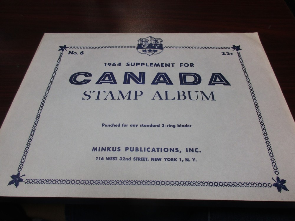 "MINKUS" STAMP ALBUM 1964  SUPPLEMENT   CANADA  W/FREE SHIPPING!!!