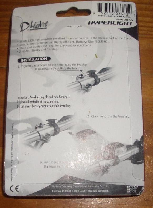 D Light Bicycle Headlight Steady-Flashing 2 Mode