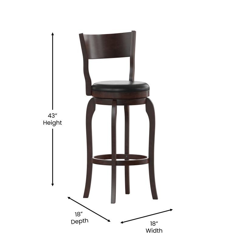 Nicos Commercial Pub 24" Counter Stool - Antique Oak - Black Seat