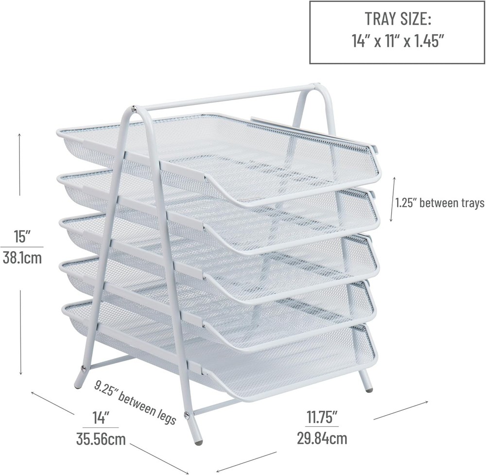 Stylish White 5-Tier Paper Tray - Efficient Desktop Organizer for Documents