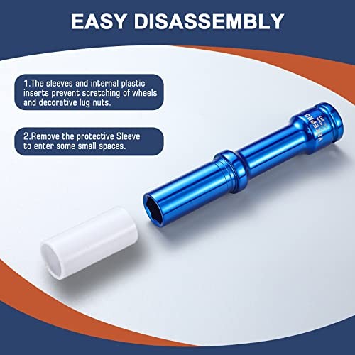 17mm 6" Extra-long Thin Wall Wheel Protector Impact Deep Socket Set, Non-Marring