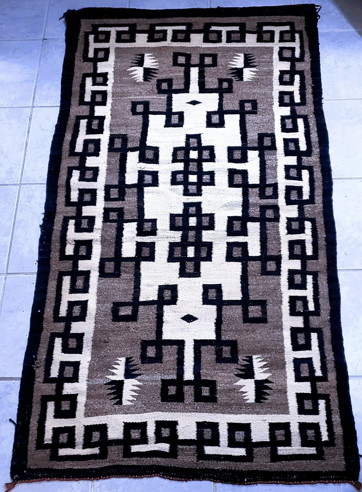 Antique Genuine Navajo Klagetoh Storm Rug Large 36"×63"  Lazy Lines