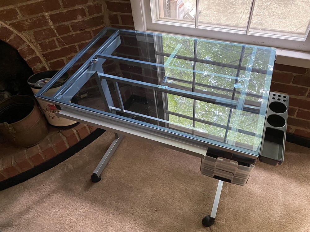 Vision Craft Station: Adjustable Drawing Drafting Table with Tempered Glasses