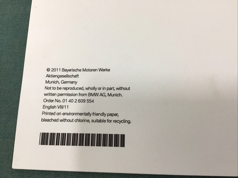 BMW 7 Series Quick Reference Booklet #01402609554