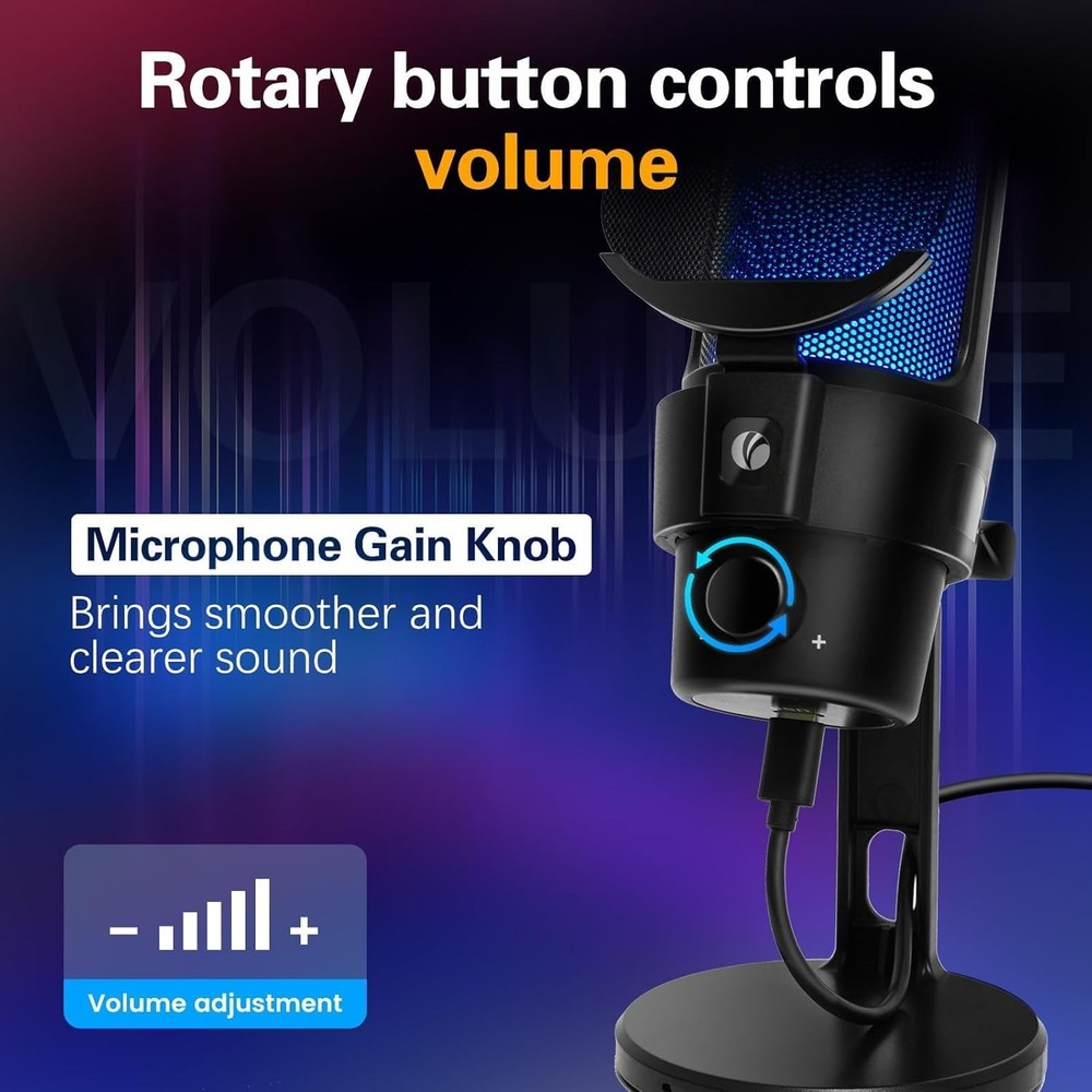 VCOM Gaming USB Microphone, Condenser Dynamic Mic for Podcasting, Streaming, wit