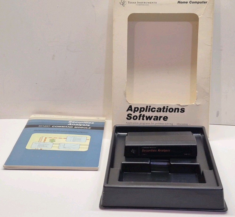 Texas Instruments TI 99/4A Securities Analysis Complete in Box - Tested working