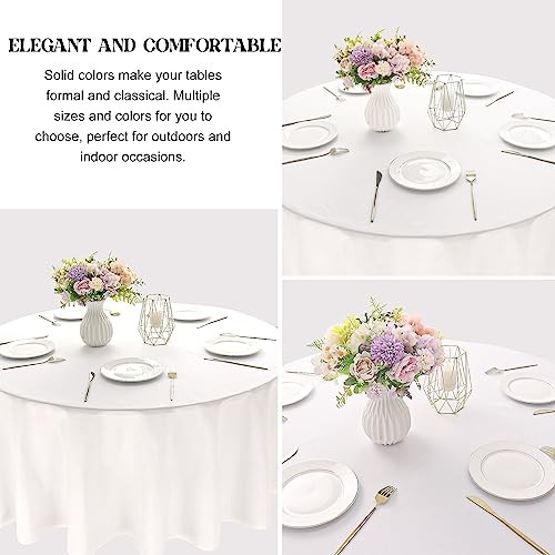 Pack 90 Inch Round Polyester Tablecloth Bulk Washable 90 inch Round 3 White