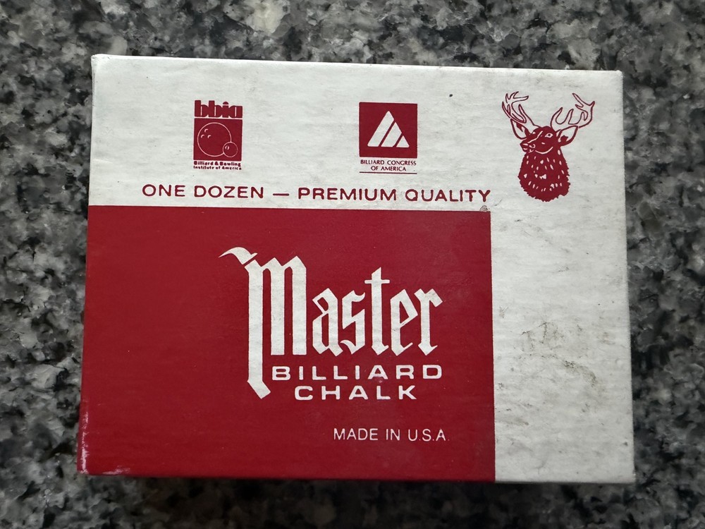 1 BOX ( 12 PIECES ) SKY BLUE MASTER CHALK PACK  POOL & BILLIARD CUE CHALK NIB