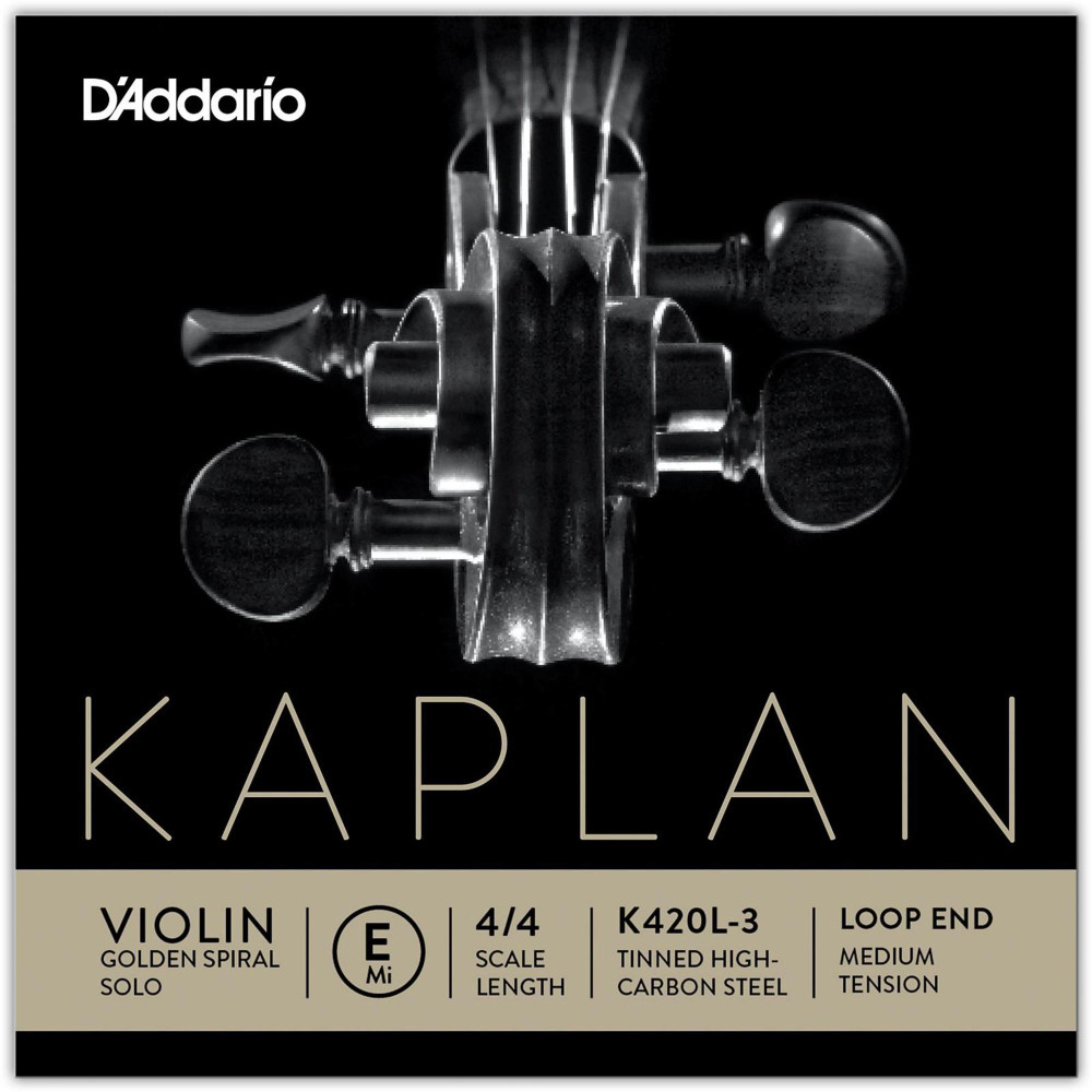 D'Addario Kaplan Golden Spiral Solo Violin E String 4/4 Solid Steel Med Loop End