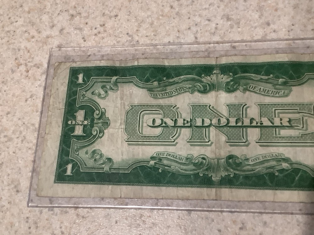 1928-A $1 SILVER CERTIFICATE FUNNY BACK ~ OFF CENTER/Slightly Angle ERROR