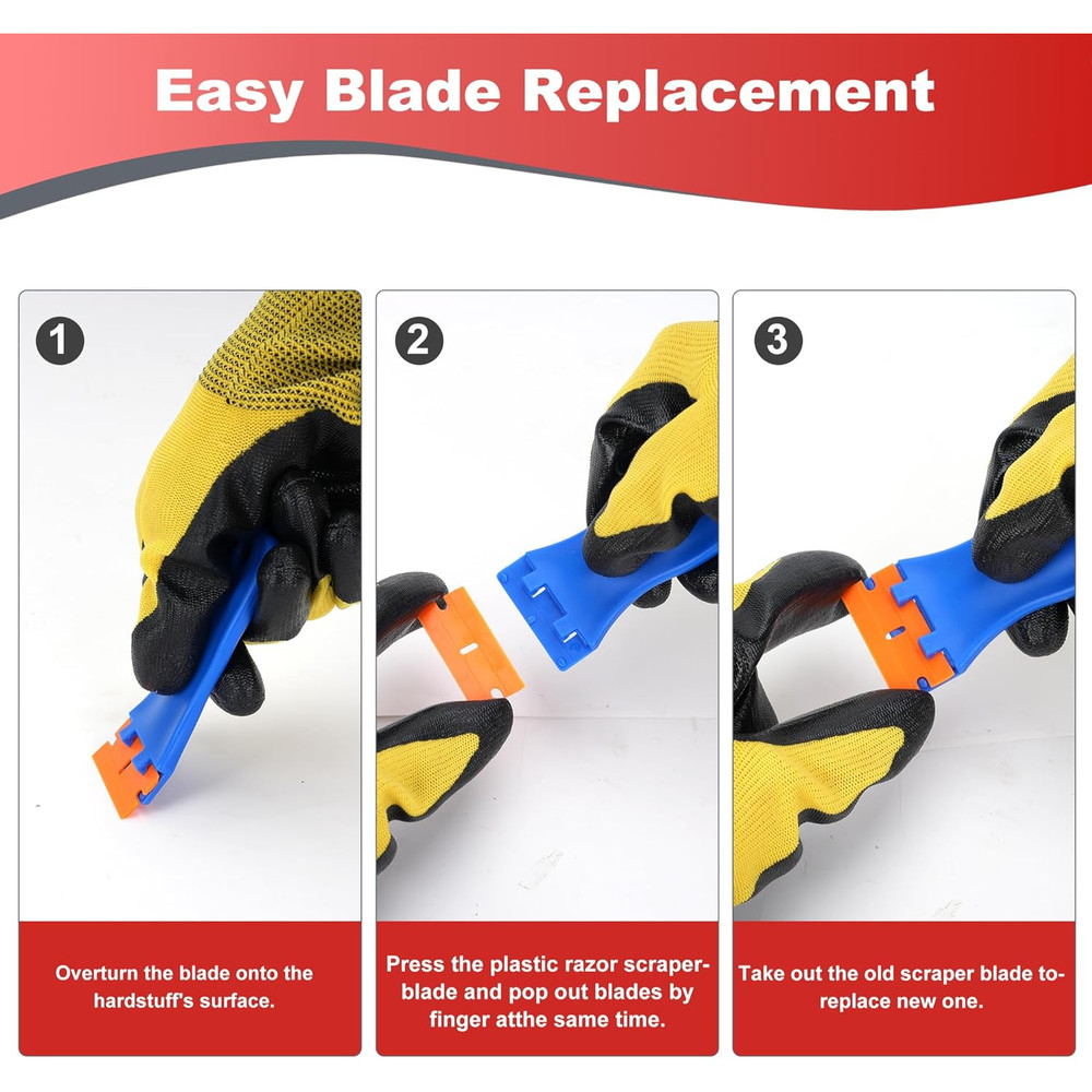 Razor Blade Scraper with 2 Pcs Plastic Scraper