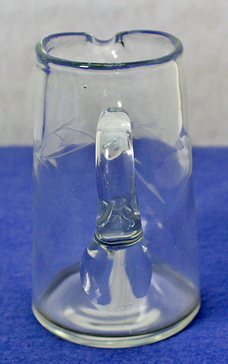 Clear Glass Etched Star Flower Pitcher