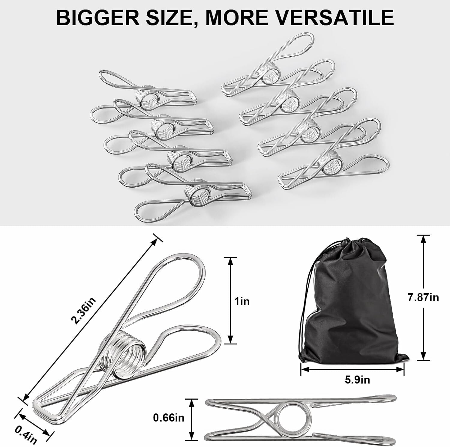 Clothes Pins Heavy Duty Outdoor 30/40 Pack Stainless Steel Clothespins Metal